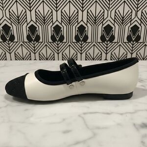 Elegant Black and White MARY JANE Women's Flats By C. Paravano